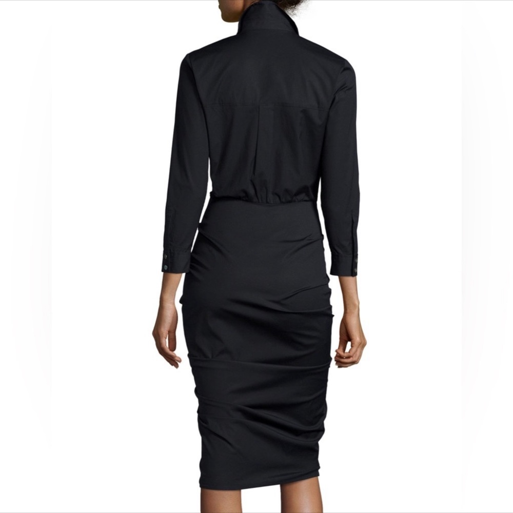 Veronica Beard Ruched Button-Front Shirtdress Bla… - image 2
